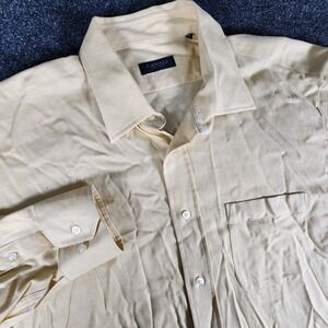Canali Sportswear Button Up Shirt Men's XL Yellow Long Sleeve Dressy Preppy